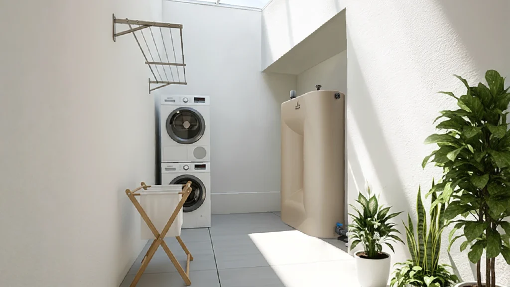 Tangki air Slim di laundry room